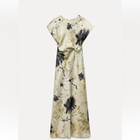 ZARA SATIN EFFECT MIDI DRESS - Picture 1 of 6
